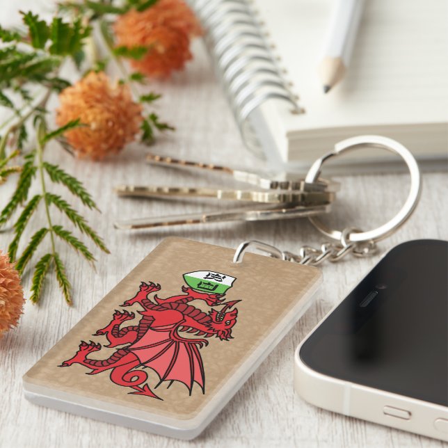 Porte-clefs Porte - clé de monogramme gallois Dragon (Devant droit)