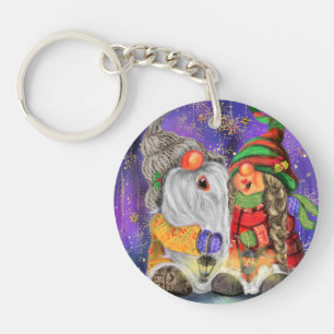 Porte-clefs Porte - clé de Noël Couple Gnomes