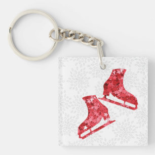 Porte-clefs porte - clé de patin à glace - étoiles rouges N