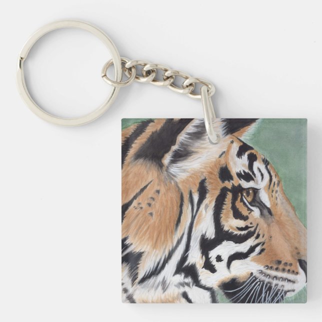 Porte-clefs Porte - clé de peinture d'aquarelle de TIGRE (Devant)