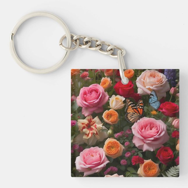 Porte-clefs Porte - clé de pinceau floral - Un cadeau signific (Devant)