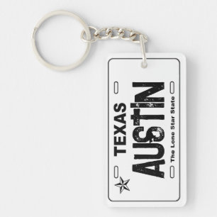 Porte-clefs Porte - clé de plaque blanche Austin Texas
