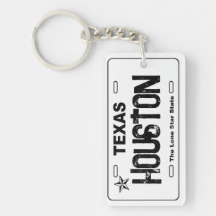 Porte-clefs Porte - clé de plaque blanche Houston Texas