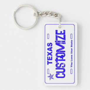 Porte-clefs Porte - clé de plaque d'immatriculation bleu Texas
