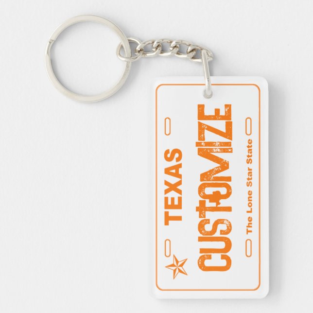 Porte-clefs Porte - clé de plaque d'immatriculation orange Tex (Devant)