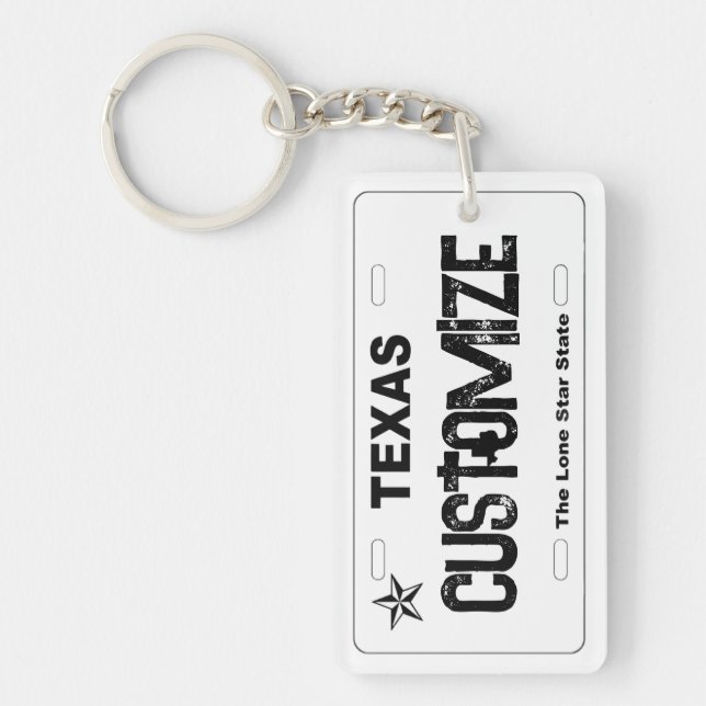 Porte-clefs Porte - clé de plaque d'immatriculation Texas blan (Devant)