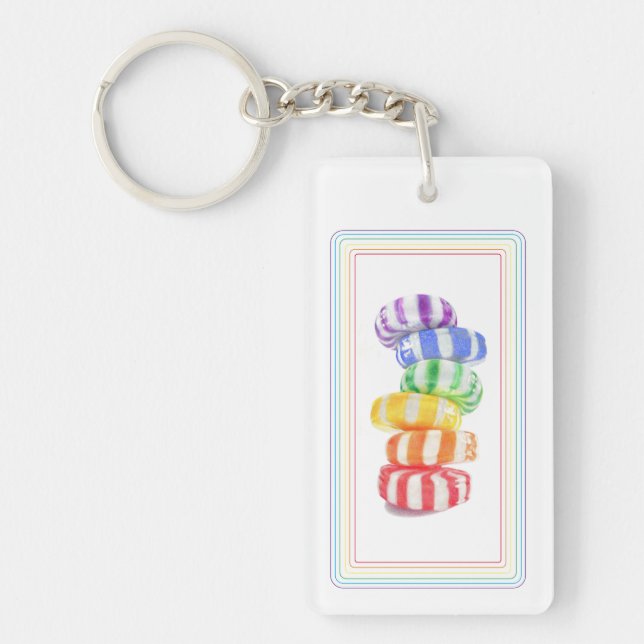 Porte-clefs PORTE - CLÉ de rectangle acrylique RAINBOW (Devant)