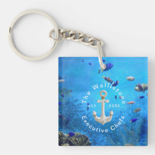 Porte-clefs Porte - clé de Vie marine bleu profond personnalis
