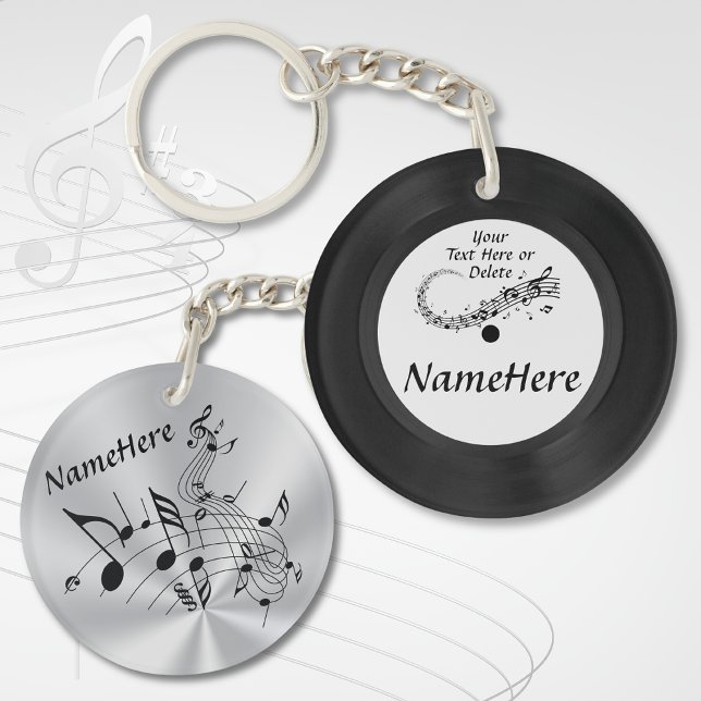 Porte-clefs Porte - clé d'enregistrement, Cadeaux personnalisé (Gifts for music lovers. Musical Notes gifts. Personalised music gifts. Cheap music themed gifts. )