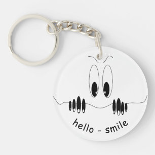 Porte-clefs Porte - clé des yeux amusants - Texte personnalisé