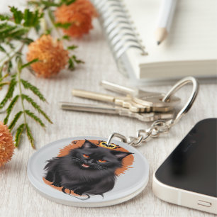 Porte-clefs Porte - clé d'Halloween de chat noir malin