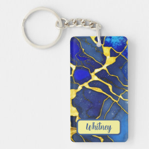 Porte-clefs Porte - clé d'inspiration azurite et or (02)