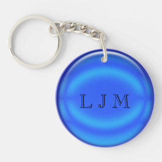 Porte-clefs Porte - clé - Disque bleu avec initiales