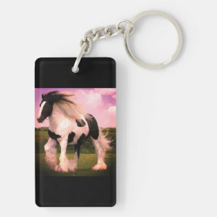 Porte-clefs Porte - clé (double face) de cheval de rectangle