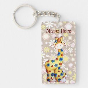 Porte-clefs Porte - clé drôle de girafe hippie lunatique