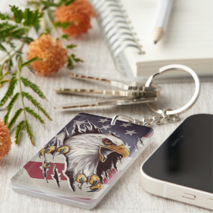 Porte-clefs Porte - clé du drapeau américain Freedom Bald Eagl