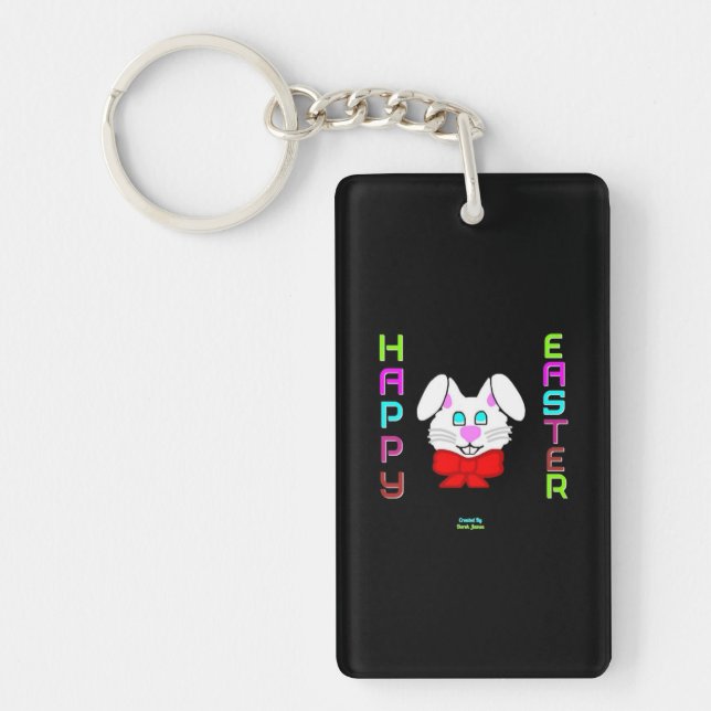 Porte-clefs Porte - clé du rectangle de Bunny de Pâques (Devant)