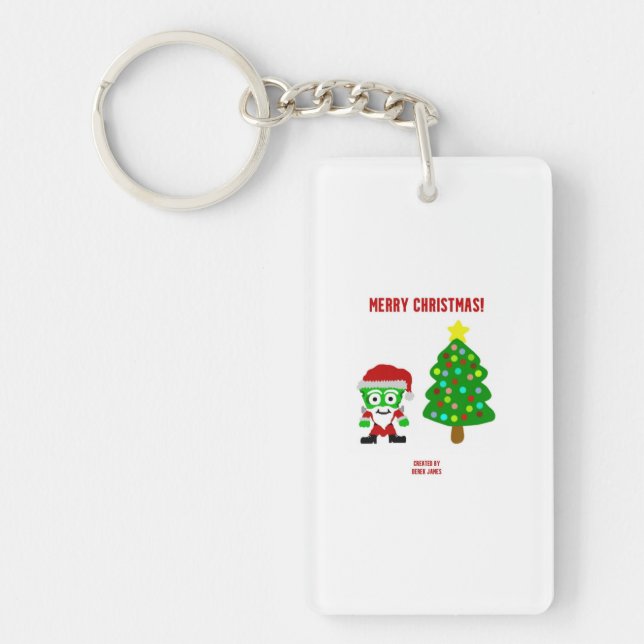 Porte-clefs Porte - clé du rectangle FrankenCheese de Noël (Devant)