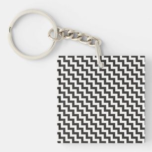 Porte-clefs Porte - clé élégant Chevrons, noir et blanc Zigzag