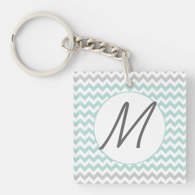 Porte-clefs Porte - clé élégant de monogramme de Chevron (Devant)