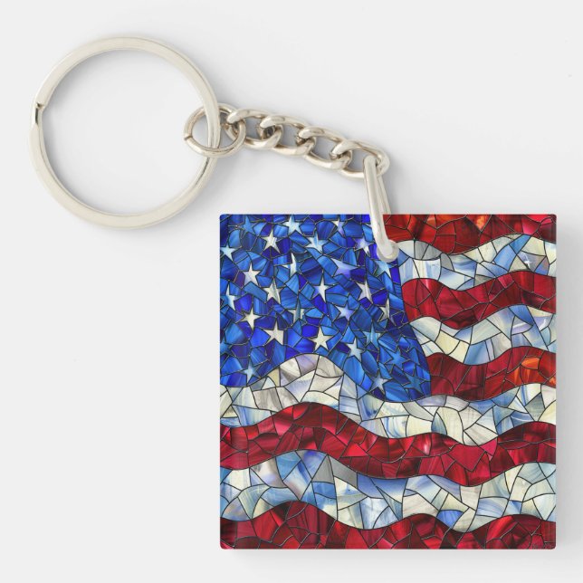 Porte-clefs Porte - clé en verre à drapeau américain (Devant)