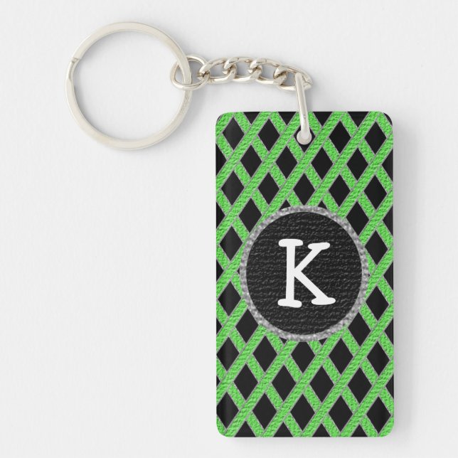 Porte-clefs Porte - clé entrecroisé vert et noir de monogramme (Devant)