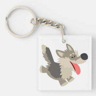 Porte-clefs Porte - clé espiègle mignon d'acrylique de loup de