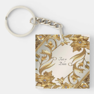 Porte-clefs Porte - clé Floral Feuille Golden Wavy
