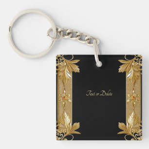 Porte-clefs Porte - clé Floral Orné Noir Or