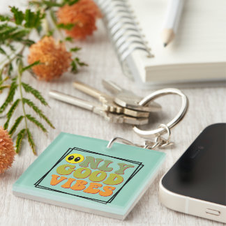 Porte-clefs Porte - clé Good Vibes Wordart Inspiration uniquem