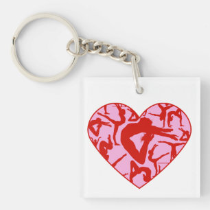 Porte-clefs Porte - clé gymnastique 1,875" de coeur carré