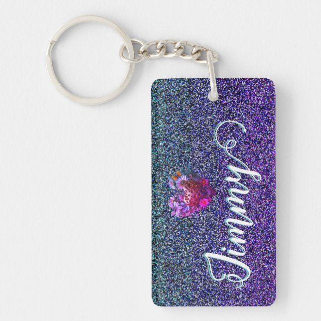 Porte-clefs Porte - clé Jimmy Name personnalisé - Floral Heart (Devant)