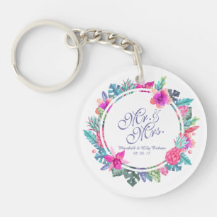 Porte-clefs Porte - clé Mariage floral tropical personnalisé