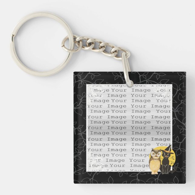 Porte-clefs Porte - clé Mariage Halloween Chat & Owl (Devant)
