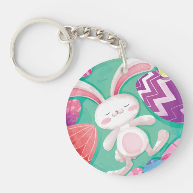 Porte-clefs Porte - clé mignon de l'aquarelle | de lapin de (Devant)