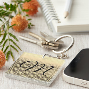 Porte-clefs Porte - clé Monogramme Chevron Gold Classy