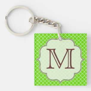 Porte-clefs Porte - clé Monogramme en latti vert citron