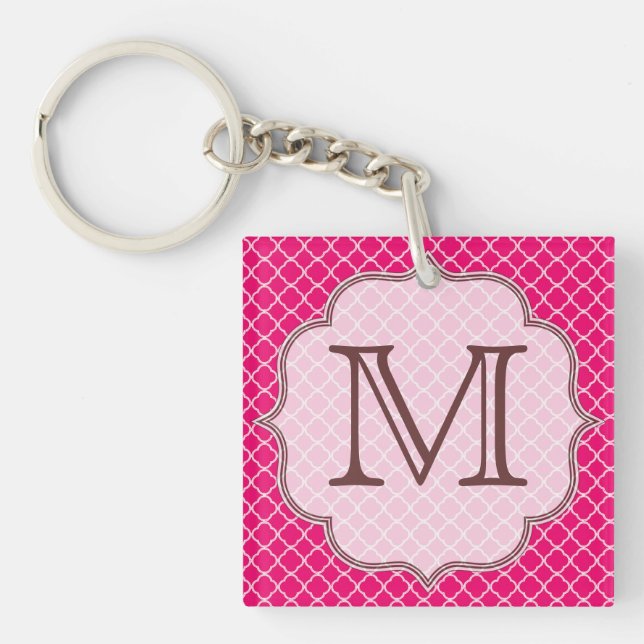 Porte-clefs Porte - clé Monogramme Latti rose chaud (Devant)