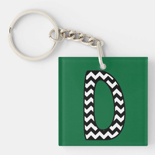 Porte-clefs Porte - clé Monogramme personnalisé : D : Chevrons (Devant)