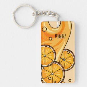 Porte-clefs Porte - clé monogramme personnalisé Orange Splash