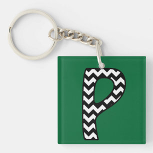 Porte-clefs Porte - clé Monogramme personnalisé : P : Chevrons