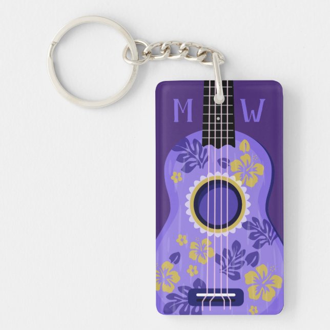 Porte-clefs porte - clé monogramme personnalisé Ukulele (Devant)