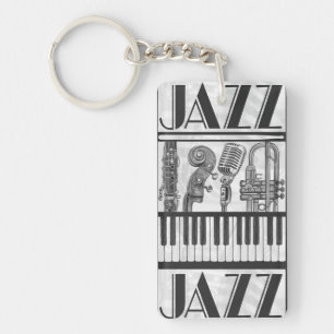 Porte-clefs Porte - clé noir et blanc d'instruments de musiqu