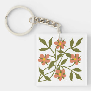 PORTE-CLEFS PORTE - CLÉ ORANGE FLEURS