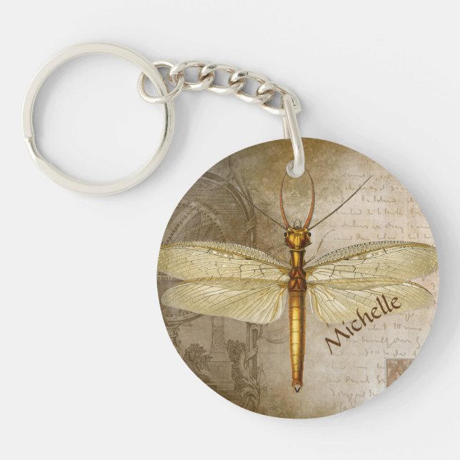 Porte-clefs Porte - clé personnalisé Dragonfly Gold (Devant)