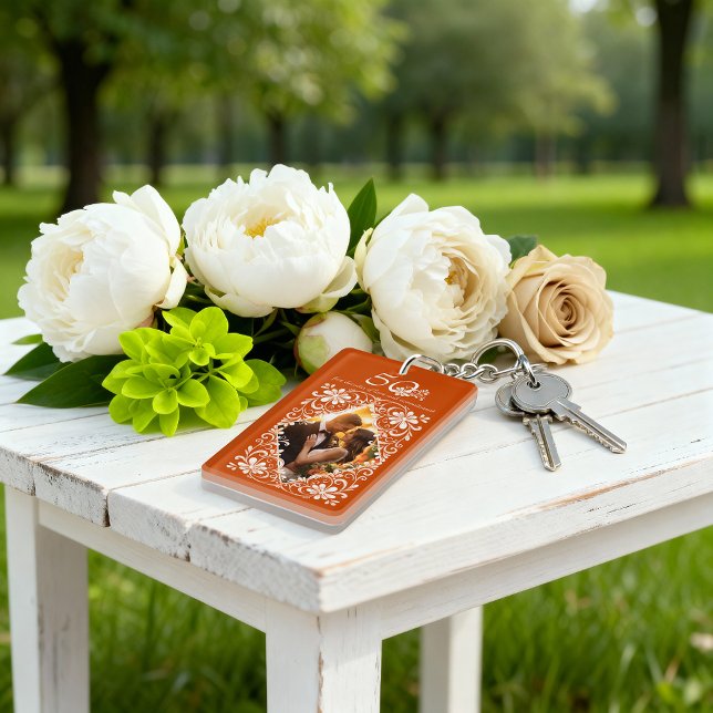 Porte-clefs Porte - clé photo Burnt Orange 50e anniversaire (Créateur téléchargé)