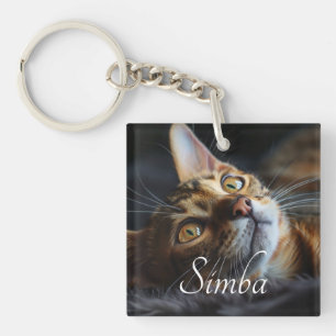 Porte-clefs Porte - clé photo de chat personnalisable avec nom