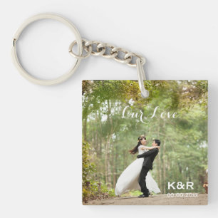 Porte-clefs Porte - clé photo Mariage monogramme