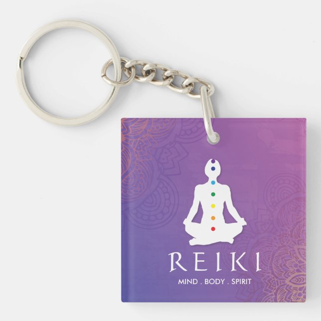 Porte-clefs Porte - clé pourpre de Reiki de mandala (Devant)