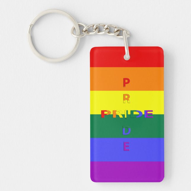 Porte-clefs Porte - clé Rainbow Pride Rectangle (double face) (Devant)